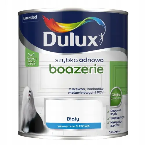 Do wyczerpania zapasów Dulux Szybka Odnowa farba renowacyjna do boazerii Biały Mat 0,75L