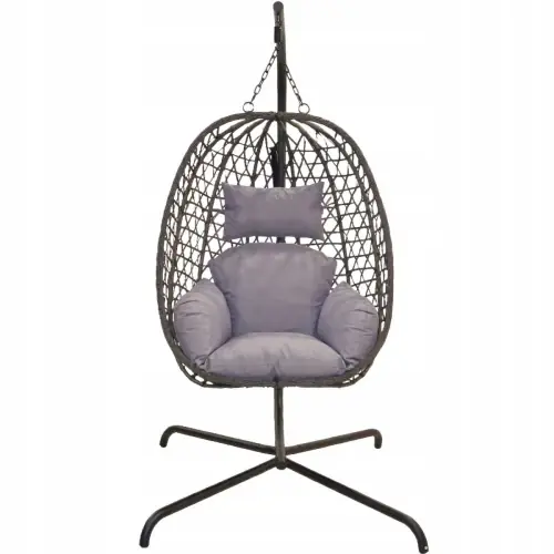 Dostępne od ręki Fotel wiszący wolnostojący kokon boho ciemny szary 92x195cm