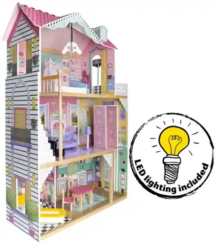 Okazja Drewniany Apartament z windą - domek dla lalek + oświetlenie LED