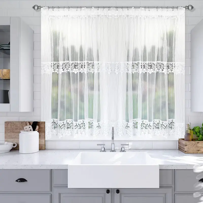 Firana markizeta zdobiona podwójną gipiurą na taśmie 400x150cm IWA Obniżka ceny