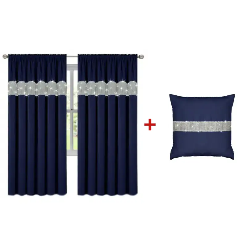 Komplet 2szt. zasłon granatowych GIOVANNA 145x250cm + poszewka LIRA gratis Nowość