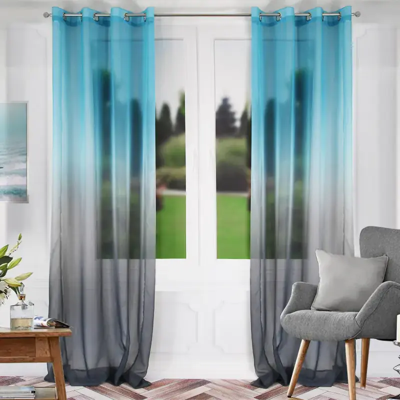 Firana cieniowana z woalu niebiesko szara na przelotkach 145x250cm MARY Hit sprzedaży