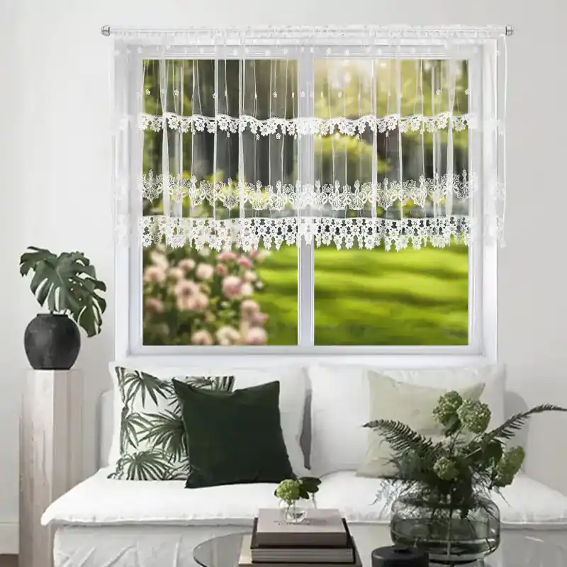 Firana markizeta haftowana zdobiona gipiurą 400x120cm JEMIRA ost. Nie przegap
