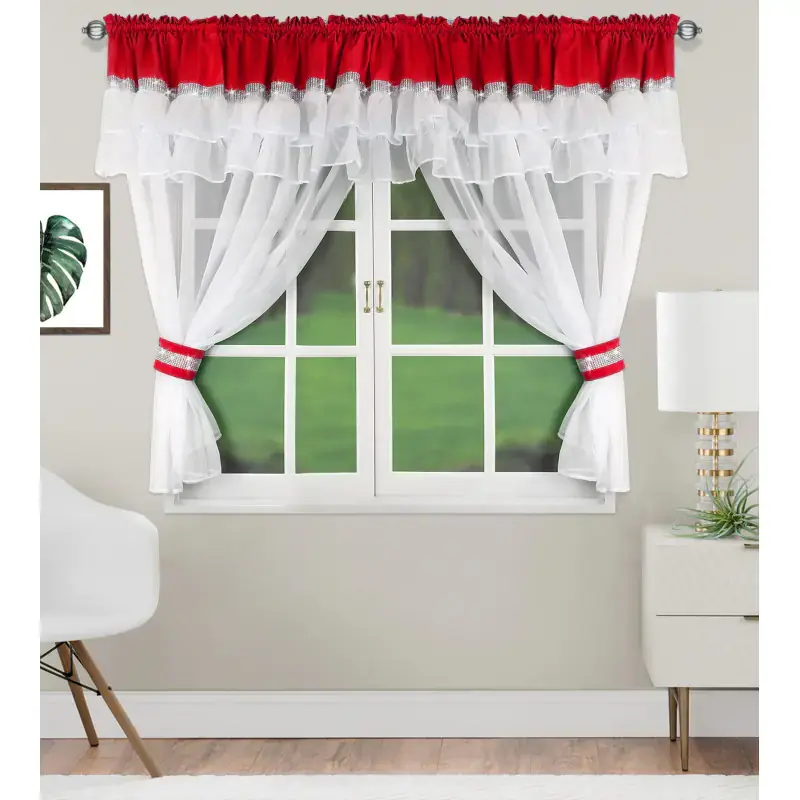 Firana z lambrekinem czerwona na taśmie 400x150cm ENRICA Kup teraz