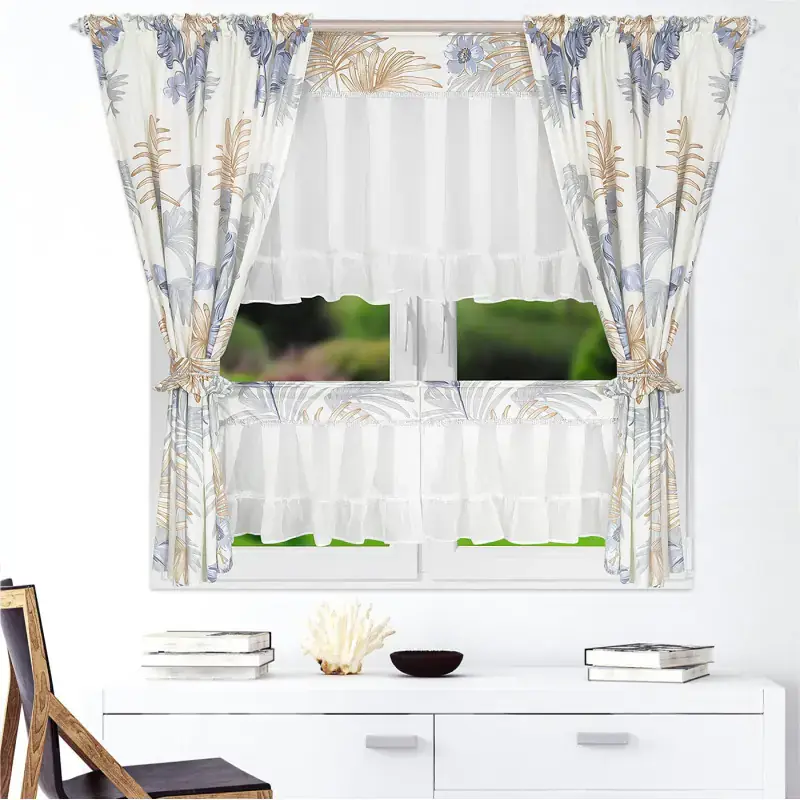Komplet zasłon w liście z zazdrostkami 300x160cm JALUSO Dostępne od ręki