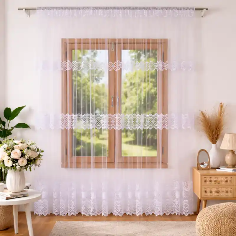 Firana biała markizeta haftowana na taśmie 400x250cm WILIAMA Łatwy zwrot