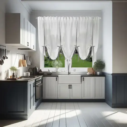 Nowość Firana sable ozdobiona szarymi koralikami na taśmie WAVE 300x140cm HIRIA