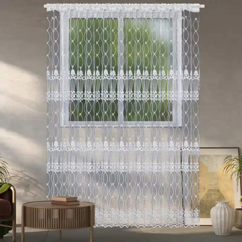 Firana markizeta haftowana biała na taśmie 400x250cm CETERA Wyprzedaż