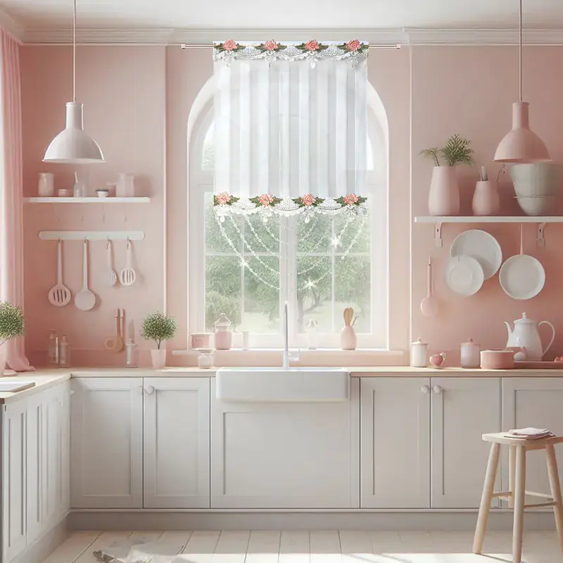 Ostatnie sztuki Panel woalowy z gipiurą i koralikami 60x100cm BEISO