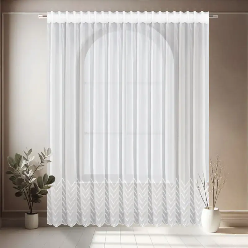Firana woalowa z geometrycznym wzorem na taśmie WAVE 400x250cm ARESSA Tylko dziś