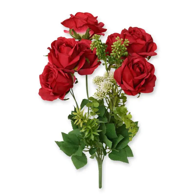 Do wyczerpania zapasów Bukiet sztucznych czerwonych róż 7szt. 48cm ost.