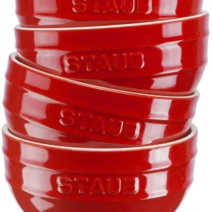 Wybór klientów Staub Serving - zestaw 4 misek okrągłych 12 cm, czerwony