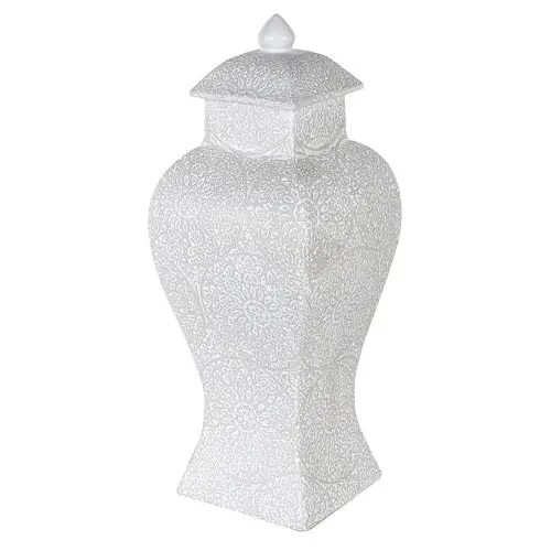 Waza Ceramiczna, Amfora Temple Biała Wys. 45cm Dodaj do koszyka