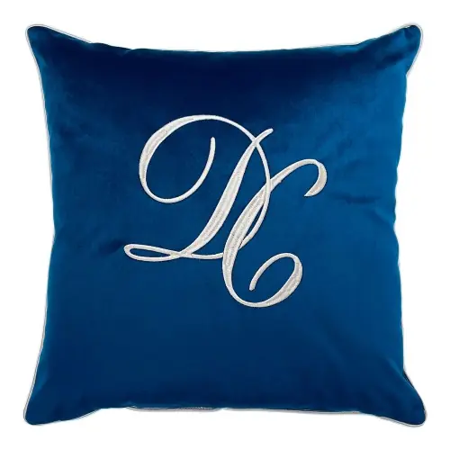Dostępne od ręki Poduszka Haftowana Dekoracyjna Monogram DC - Różne Kolory Tkanin35x55 cm