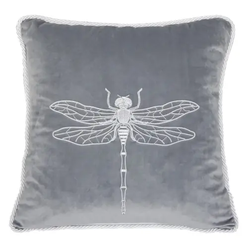 Premium Poduszka Haftowana Dekoracyjna Velvet Ważka - Różne Kolory Tkanin45x45 cm