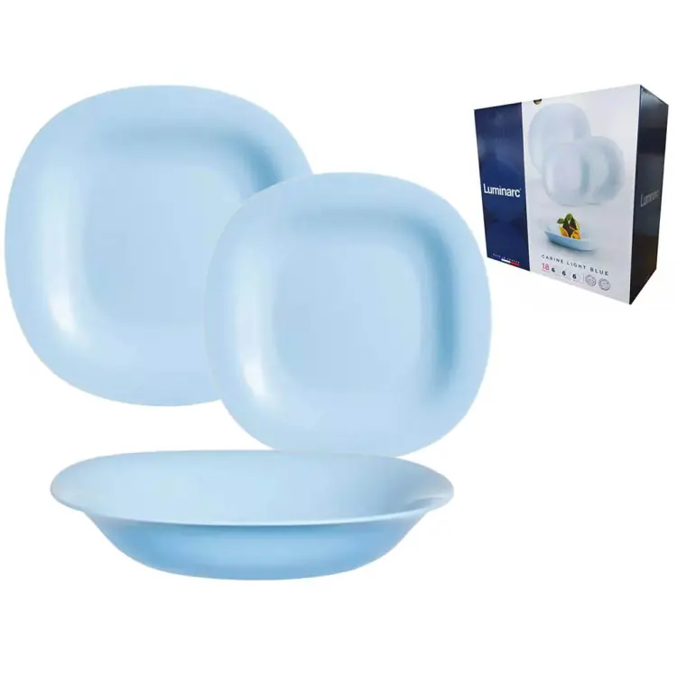 Serwis obiadowy Carine Luminarc 18 elementów light blue talerze dla 6 osób Darmowy zwrot