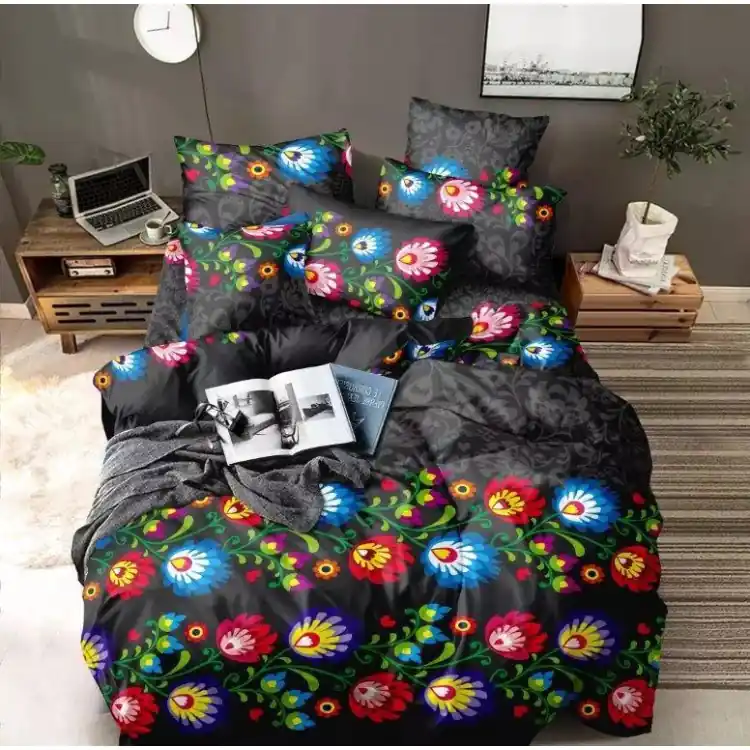 Wysoka jakość Pościel 200x220 bawełna satynowa 3D Cotton World gruba 3 części 2260 kwiaty