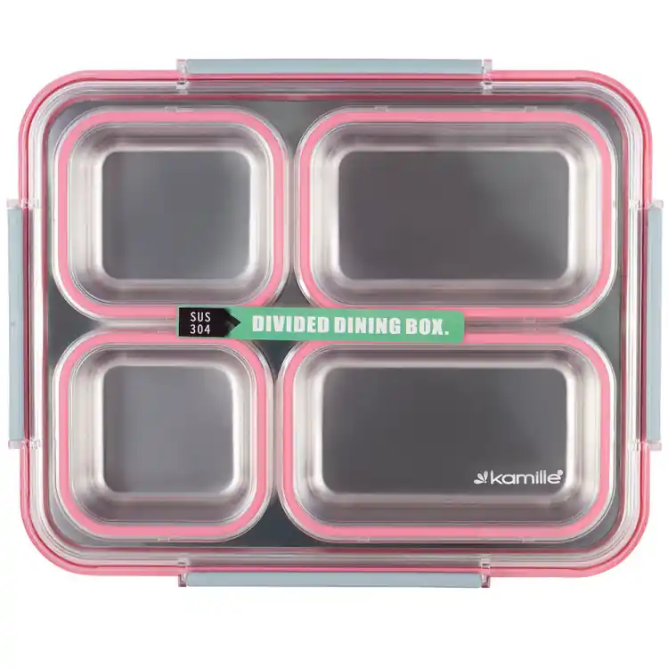 Pojemnik obiadowy z pokrywką 1800ml do przechowywania żywności różowy lunchbox KM 2147 Kamille Popularny