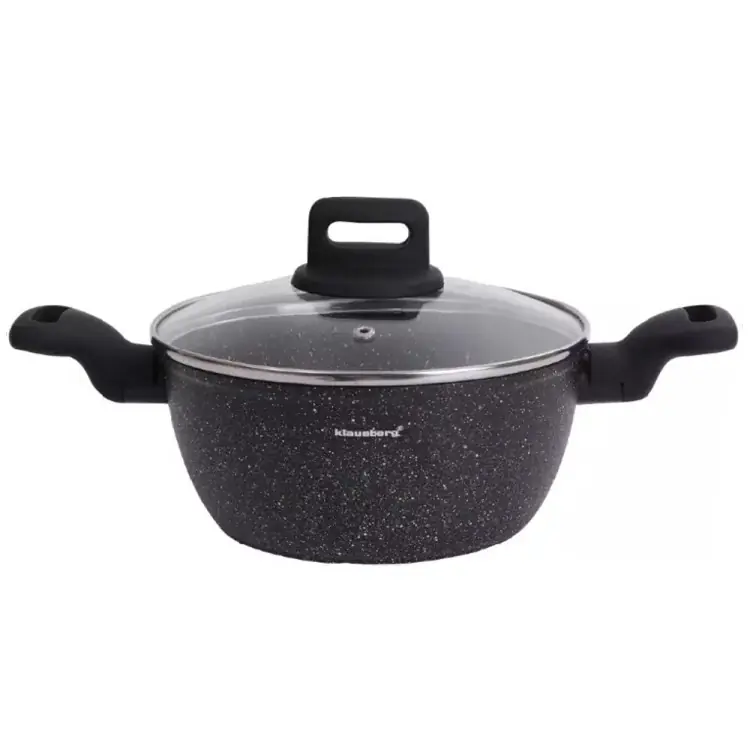 Ostatnia szansa Garnek marmurkowy mały 2.3 l z pokrywką 20 cm Klausberg KB 7670 czarny marmurek indukcja gaz