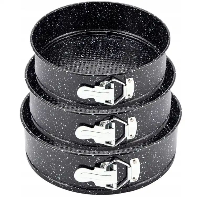 Zamów dziś Tortownice okrągłe czarne marmurkowe 20/22/24 cm zestaw 3 blach Elitehoff E 8042