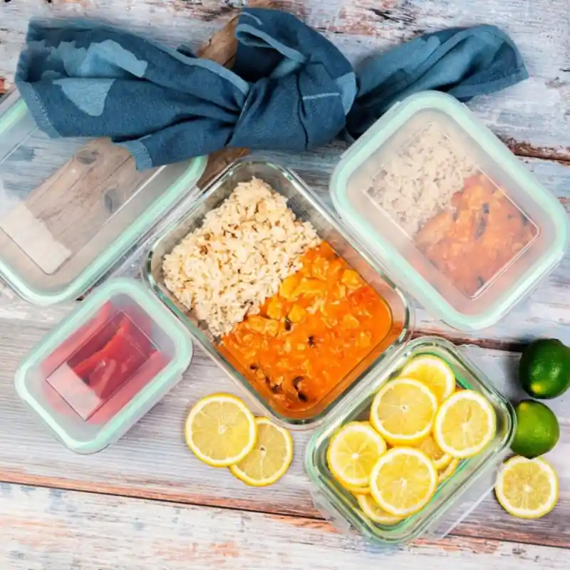 Pojemniki szklane prostokątne lunchbox GierekHoff Corio GH 1103 zestaw 4 sztuki żaroodporne hermetyczne 1520/1050/640/370 ml Wysoka jakość