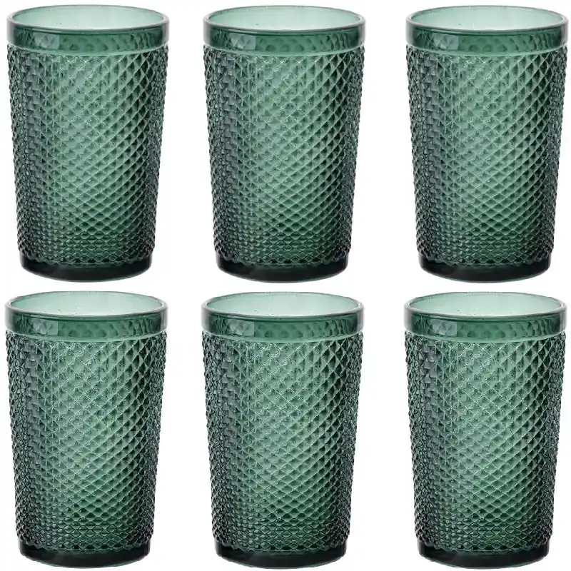 Szklanki do wody 340 ml wysokie Florina Alexis Emerald szmaragdowe zestaw 6 sztuk Szybka wysyłka