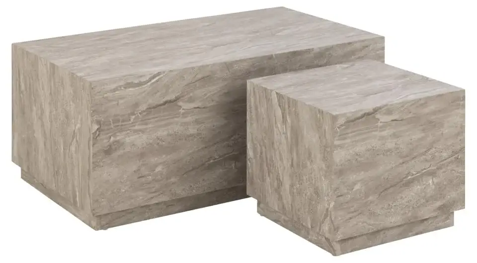 Zestaw dwóch stolików kawowych Glopiana szary marmur 100x60 cm i 44x44 cm Oferta