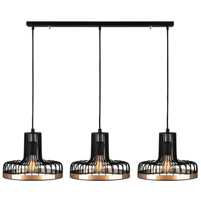 Lampa wisząca Vantrows x3 czarno-złota Ekspresowa dostawa