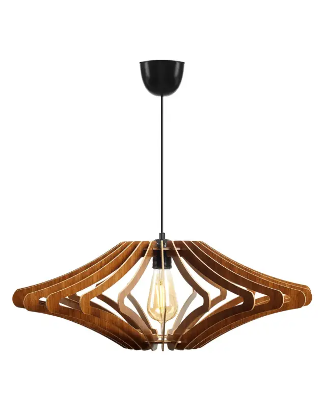 Lampa wisząca Eakilly średnica 47 cm orzech Wysoka jakość