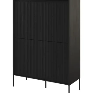 Komoda czterodrzwiowa Trend wysoka 98 cm z LED Czarna Tani
