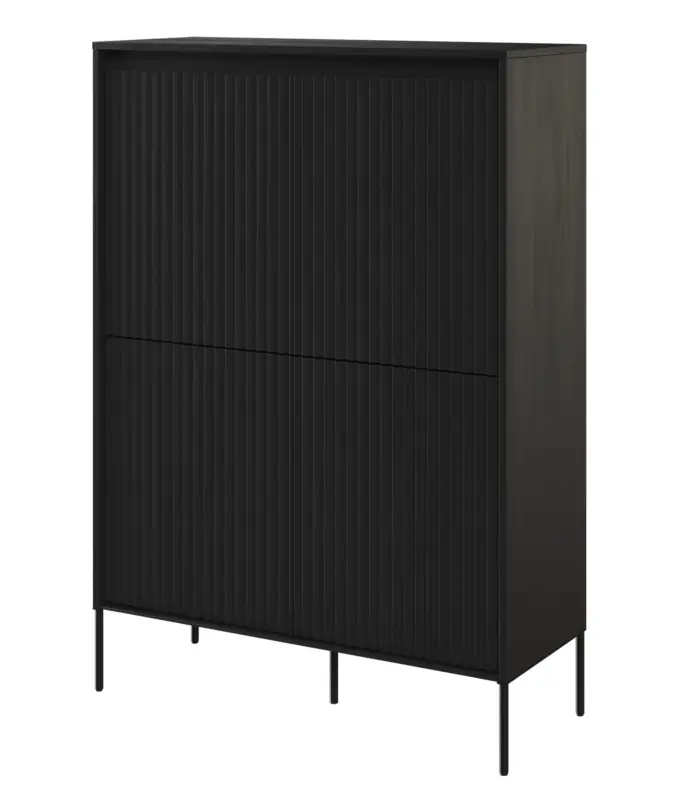Komoda czterodrzwiowa Trend wysoka 98 cm z LED Czarna Tani