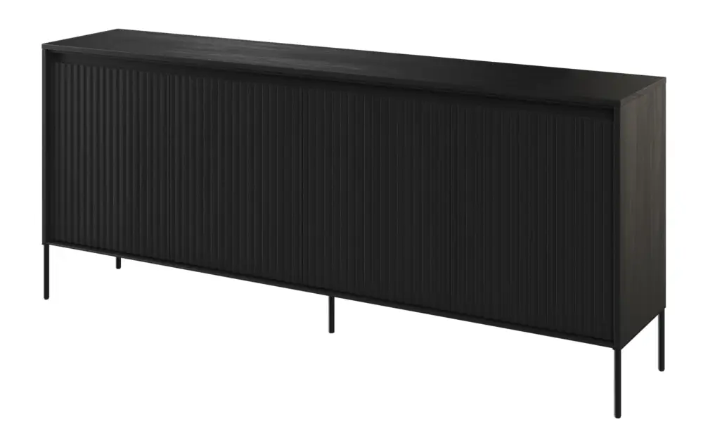 Komoda czterodrzwiowa Trend niska 193 cm z LED Czarna Oferta limitowana