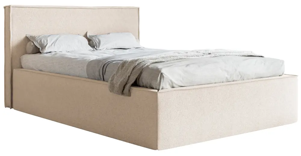 Oferta Łóżko tapicerowane 180x200 cm Lucera z pojemnikiem jasnobeżowe szenil