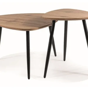 Bezpieczne zakupy Zestaw dwóch stolików kawowych Twin 60 cm i 40 cm dąb artisan/ czarny mat