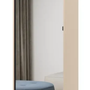 Darmowy zwrot Szafa jednodrzwiowa Trend z lustrem i oświetleniem 65 cm ryflowany front beż piaskowy / czarny