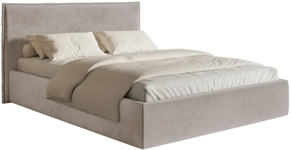 Bestseller Łóżko tapicerowane 140x200 cm Softie Slim z pojemnikiem szarobrązowe welur hydrofobowy stelaż metalowy