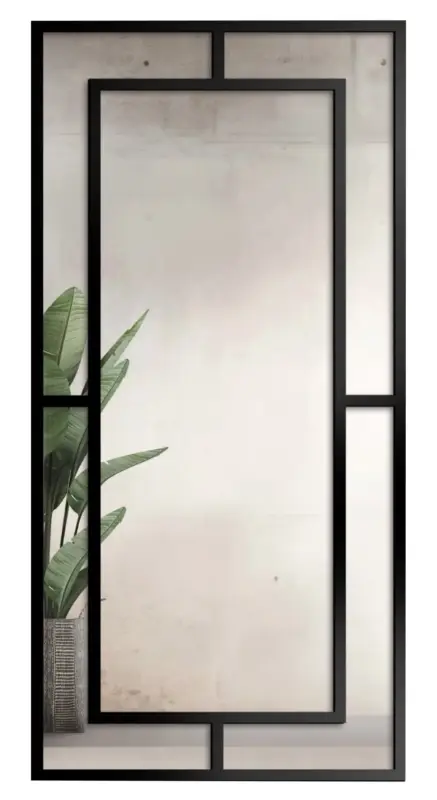 Lustro ścienne Gloria 150x90 cm ze szprosami w czarnej ramie Bezpieczna płatność