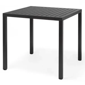 Dostępne od ręki Stół ogrodowy kwadratowy Cube Nardi 80 cm z certyfikowanego tworzywa antracytowy