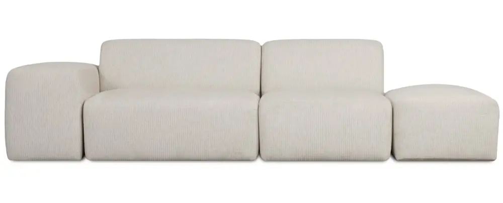 Sofa modułowa Pyllomi z pufą kremowa plecionka Wysoka jakość
