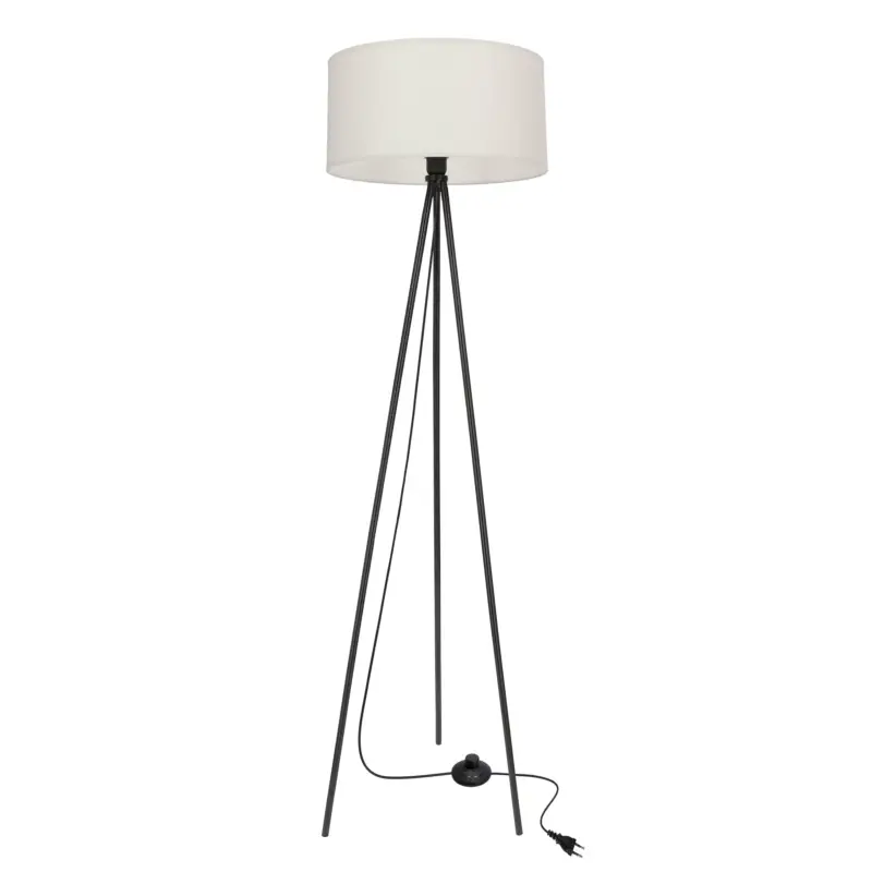 Lampa podłogowa Shanti czarna E27 40W z szarym abażurem Hit cenowy