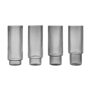 ferm LIVING zestaw szklanek do drinków Ripple 300 ml 4-packkolor szary 0 Okazja