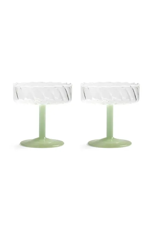 &k amsterdam kieliszek do szampana twirl green 200 ml 2-packkolor zielony Oferta czasowa