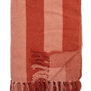 Dostępne od ręki Bloomingville koc Frello 160 x 130 cmkolor pomarańczowy