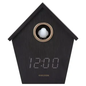 Karlsson budzik z kukułką z płyty MDF 13 x 15,3 x 6,8 cmKA6124BK Popularny