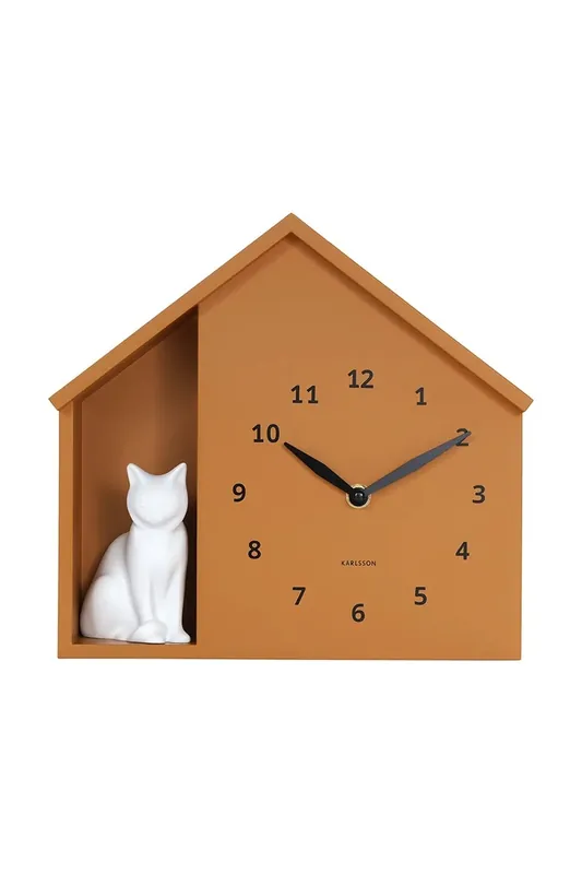 Tylko dziś Karlsson zegar ścienny z dźwiękiem Siting Cat 29 x 26 cmkolor żółty