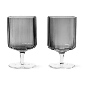 Niska cena ferm LIVING zestaw kieliszków do wina Ripple 270 ml 2-packkolor czarny
