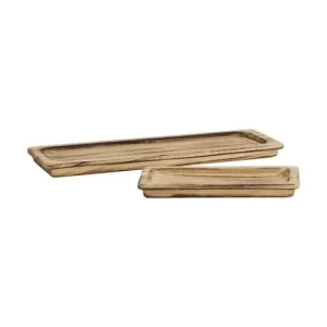 Łatwy zwrot Madam Stoltz zestaw tac dekoracyjnych 30 x 15 x 3 / 18 x 50 x 3 cm 2-packkolor beżowy 240203B.12E