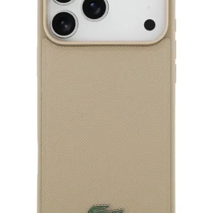Premium Lacoste etui na telefon z wbudowanym pierścieniem magnetycznym MagSafe iPhone 17 Pro Maxkolor beżowy LCHMP17XPLAT
