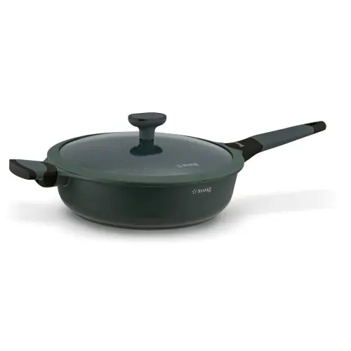 Patelnia marmurowa na indukcję głęboka z pokrywką 28cm Szybka dostawa
