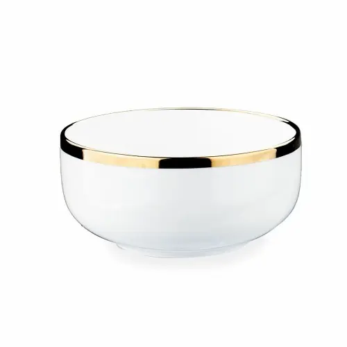 Cena promocyjna Salaterka porcelanowa ze złotym rantem biała 800 ml